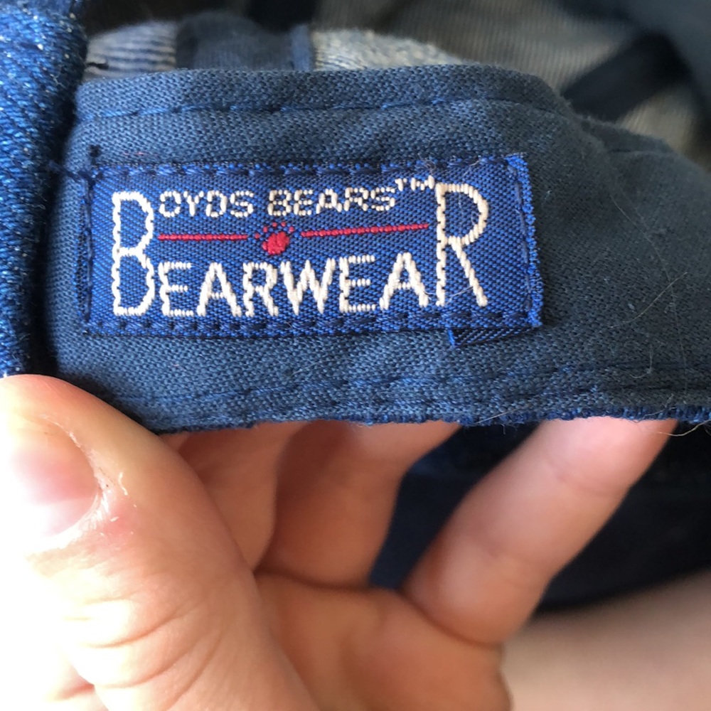 VINTAGE Boyds Bears And Friends Bearwear Denim/Suede Baseball Cap Adjustable Hat - Picture 5 of 7